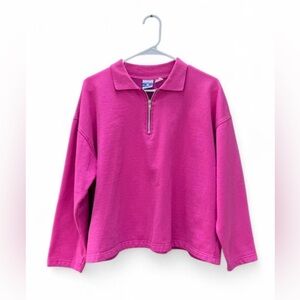Vintage 90s Y2K Pro Spirit Pink Quarter Zip Pullover Sweatshirt Size L